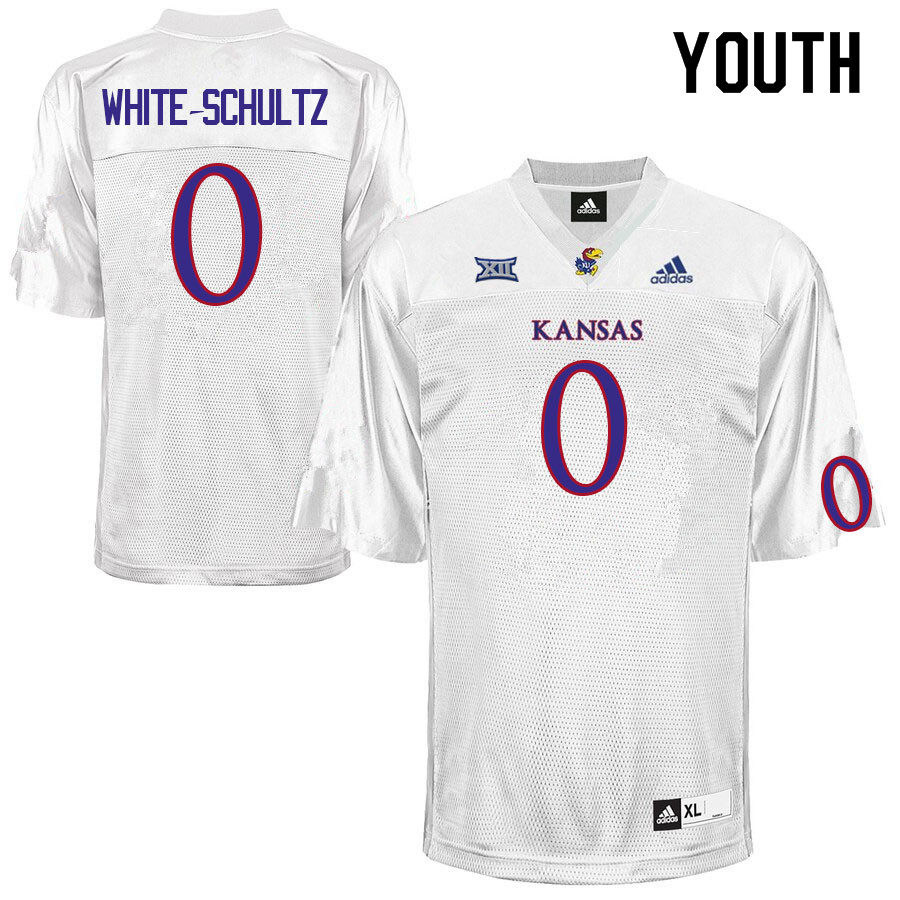 Youth #0 Edwin White-Schultz Kansas Jayhawks College Football Jerseys Sale-White